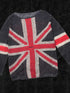 British Flag Embroidered Knit Sweater V-neck T-shirt Long Sleeve