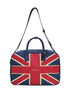 British Flag Embroidered Vintage Blue Pu Leather Boston Bag