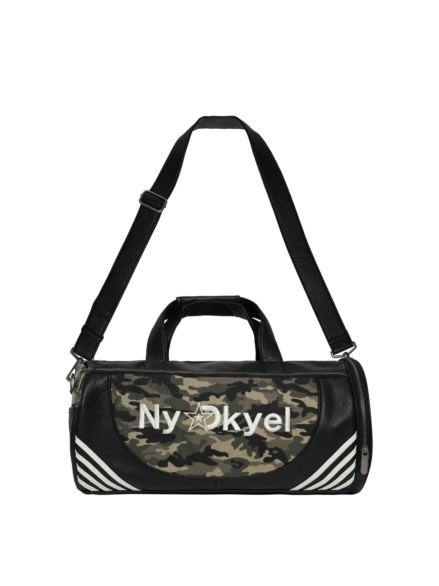 NyDkyel Canvas Camouflage Leather Embroidery Logo Duffel Bag
