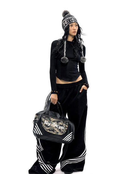 NyDkyel Canvas Camouflage Leather Embroidery Logo Duffel Bag