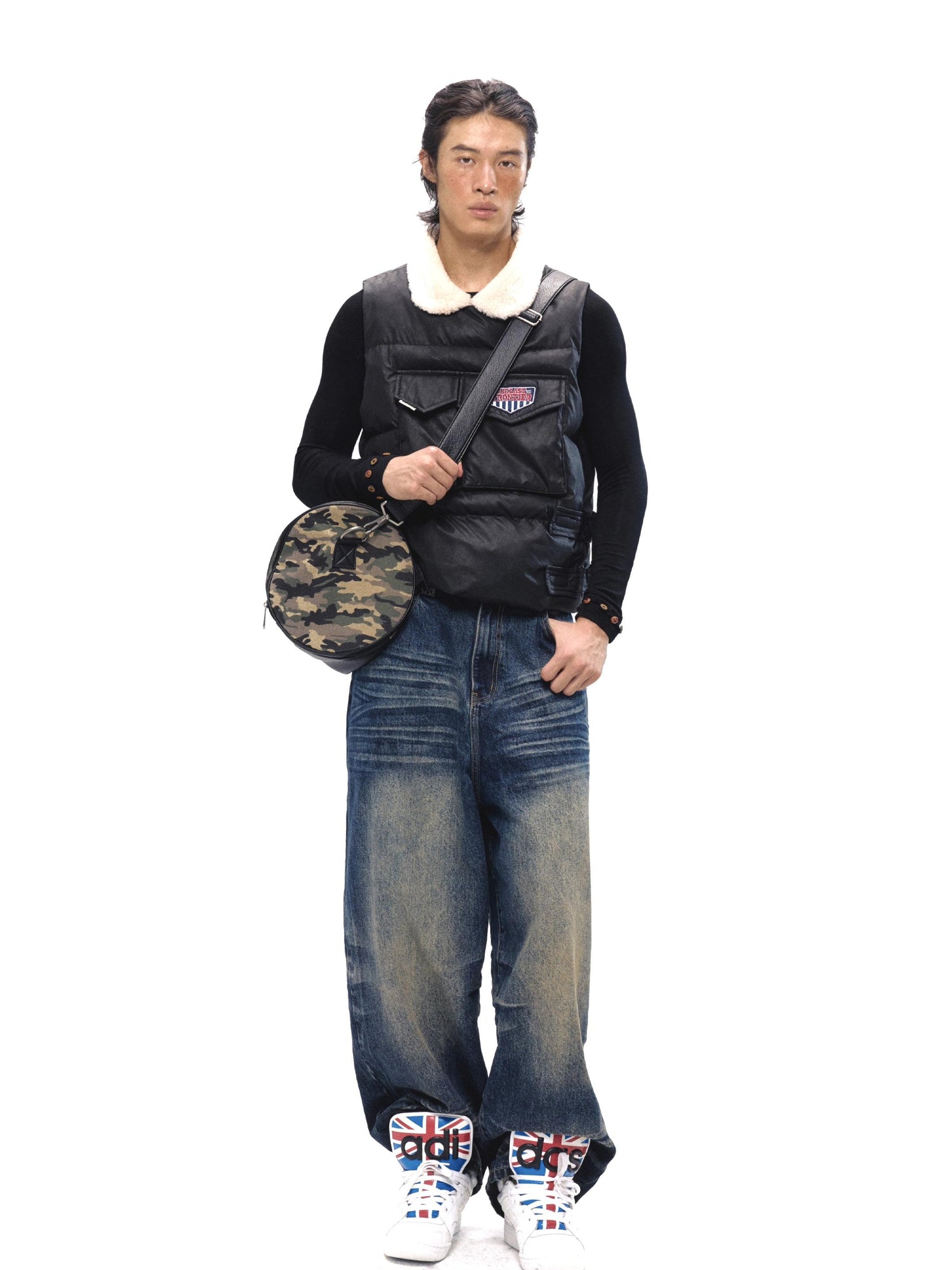 NyDkyel Canvas Camouflage Leather Embroidery Logo Duffel Bag