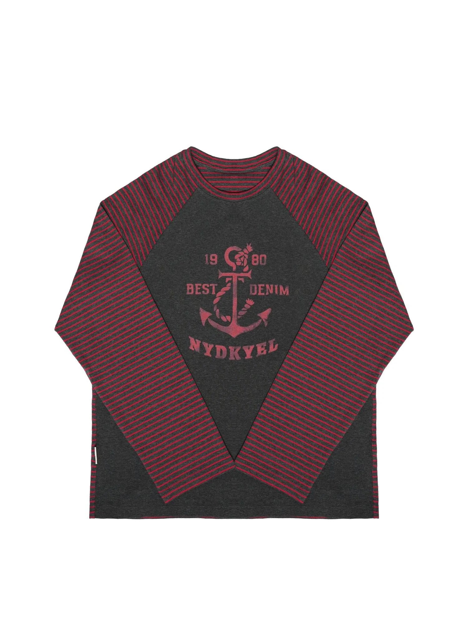 Classic Anchor Print Striped Long Sleeve Tee