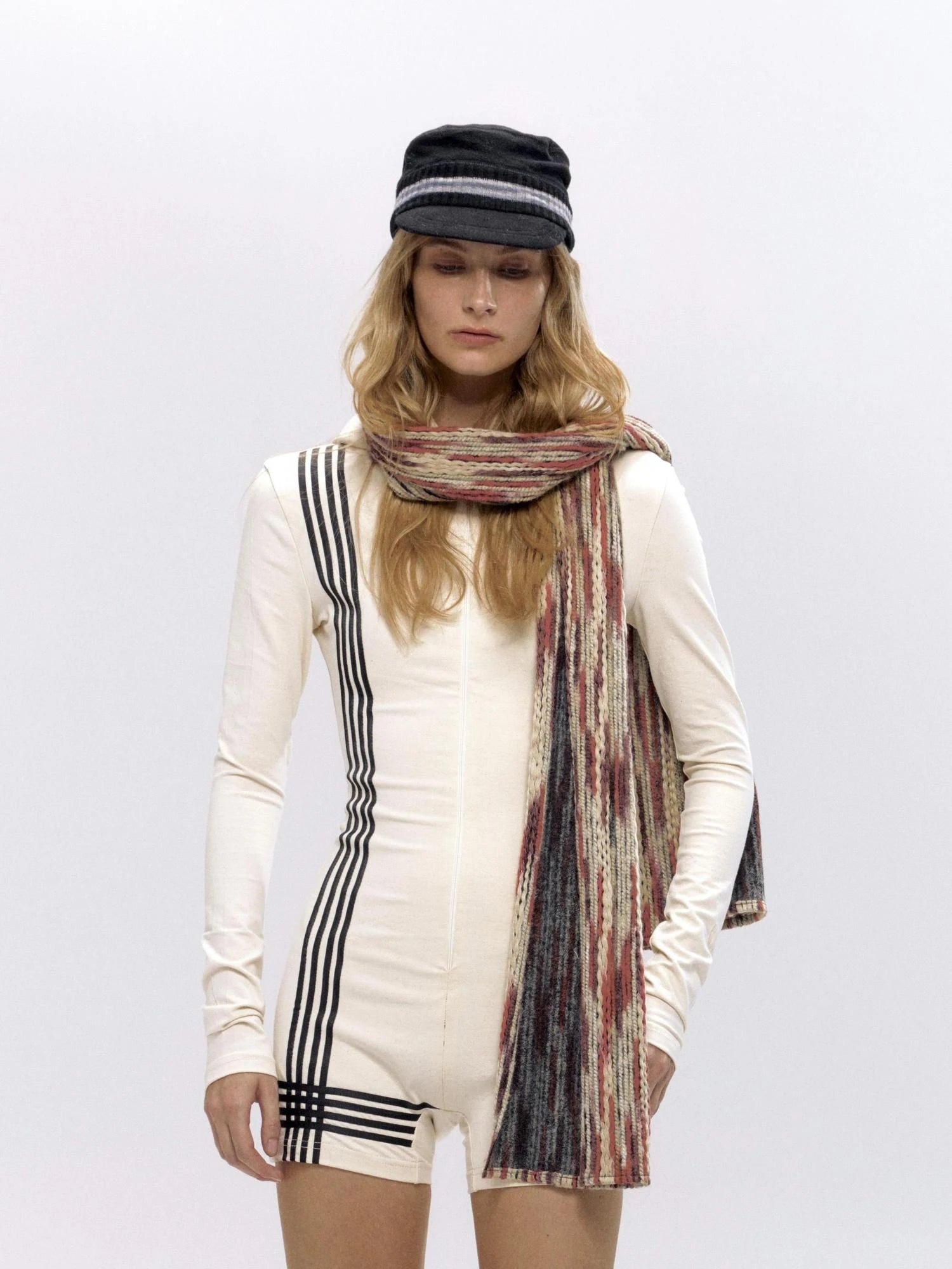 Color Block Stripe Knit Scarf