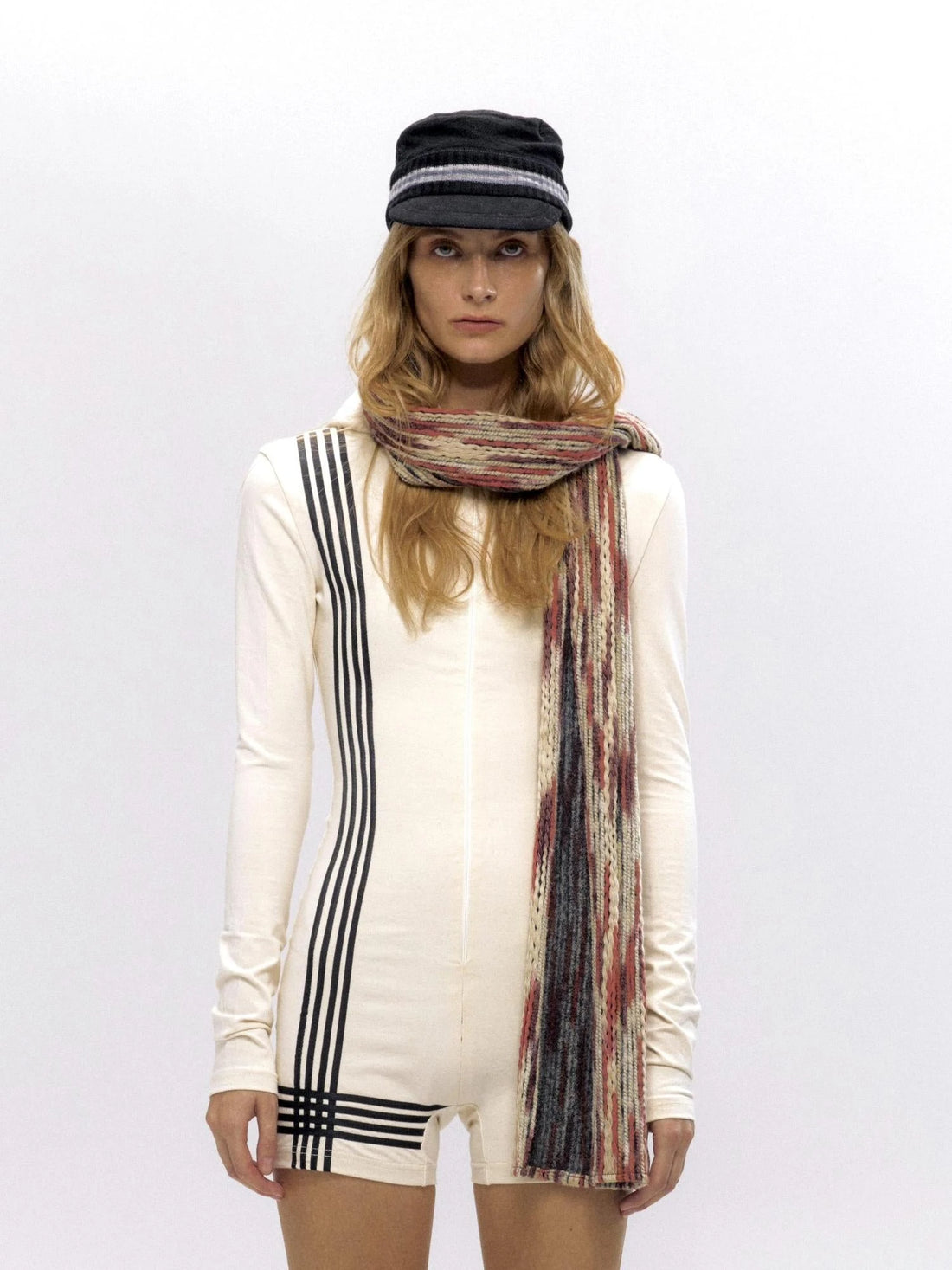 Color Block Stripe Knit Scarf