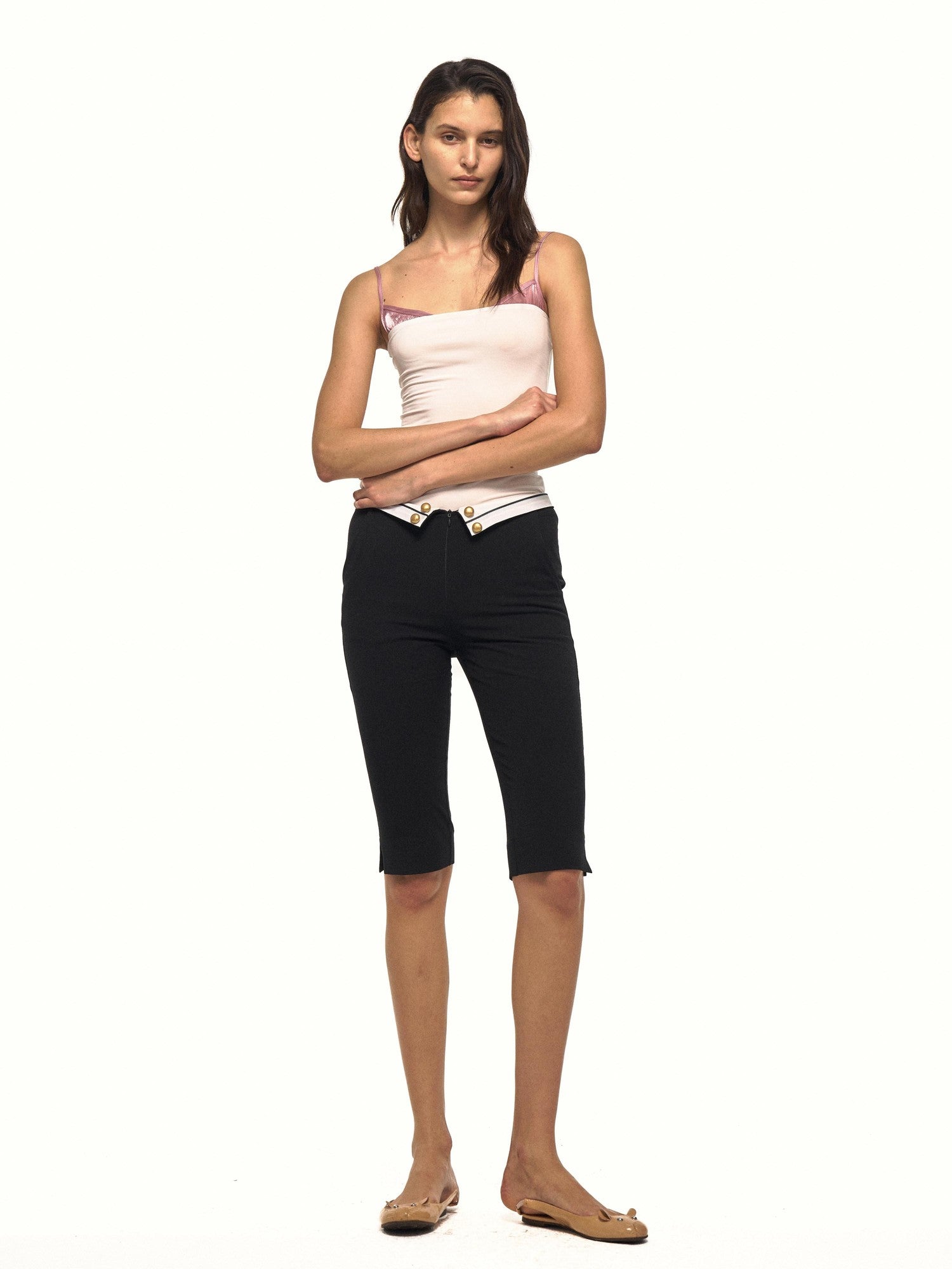 NyDkyel Colorblock Satin Splice Faux Layer Thin Strap Waist Cinch Women&