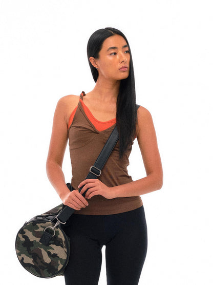 NyDkyel Contrast Strap Knotted Layered Vest Top