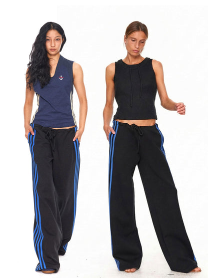NyDkyel Contrast Tape Striped Low Rise Drawstring Women&