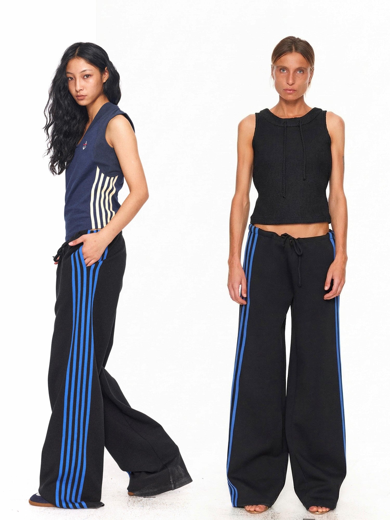 NyDkyel Contrast Tape Striped Low Rise Drawstring Women&