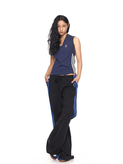 NyDkyel Contrast Tape Striped Low Rise Drawstring Women&