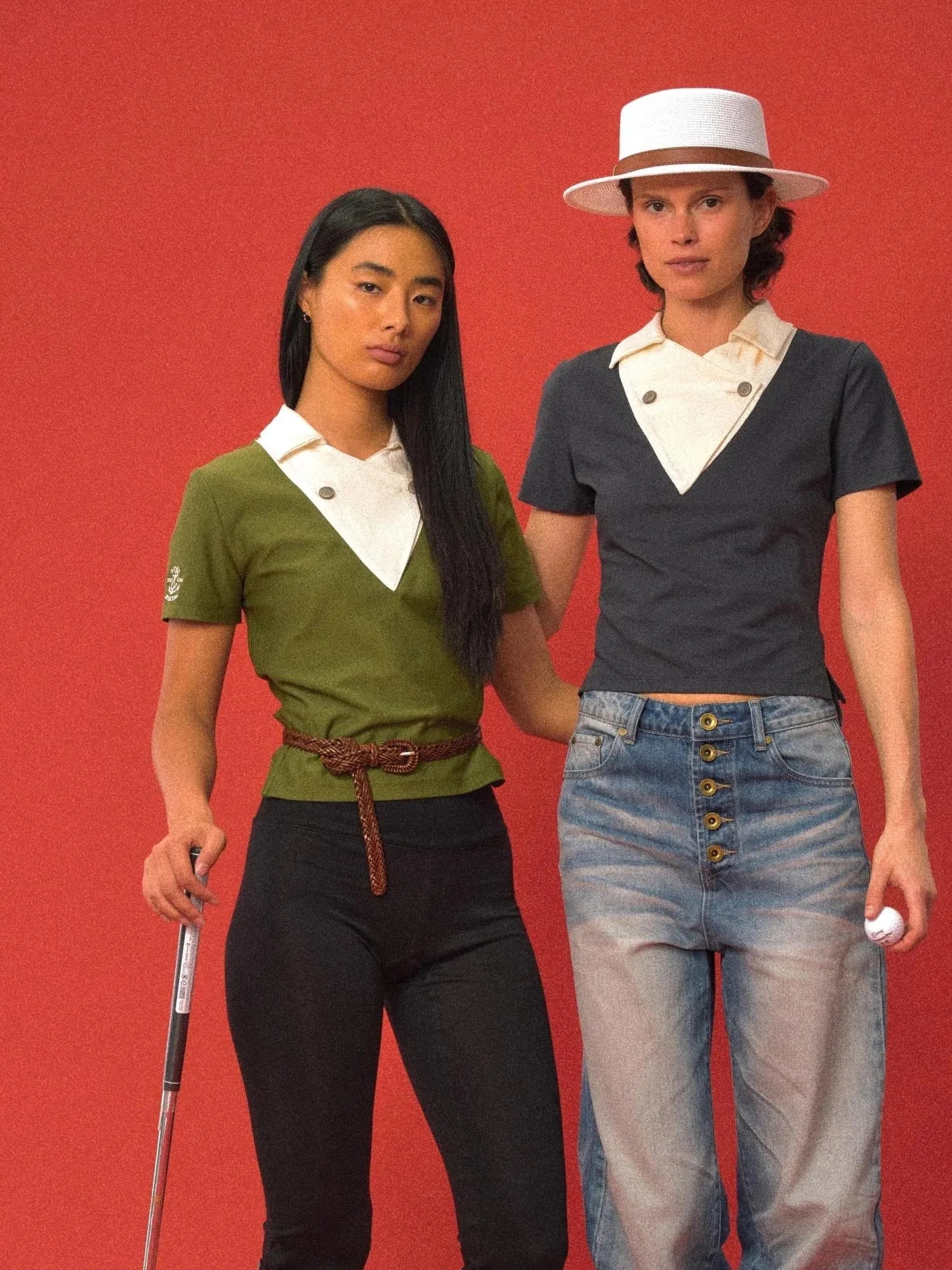Cross V-Neck Waffle Texture Short Sleeve Polo