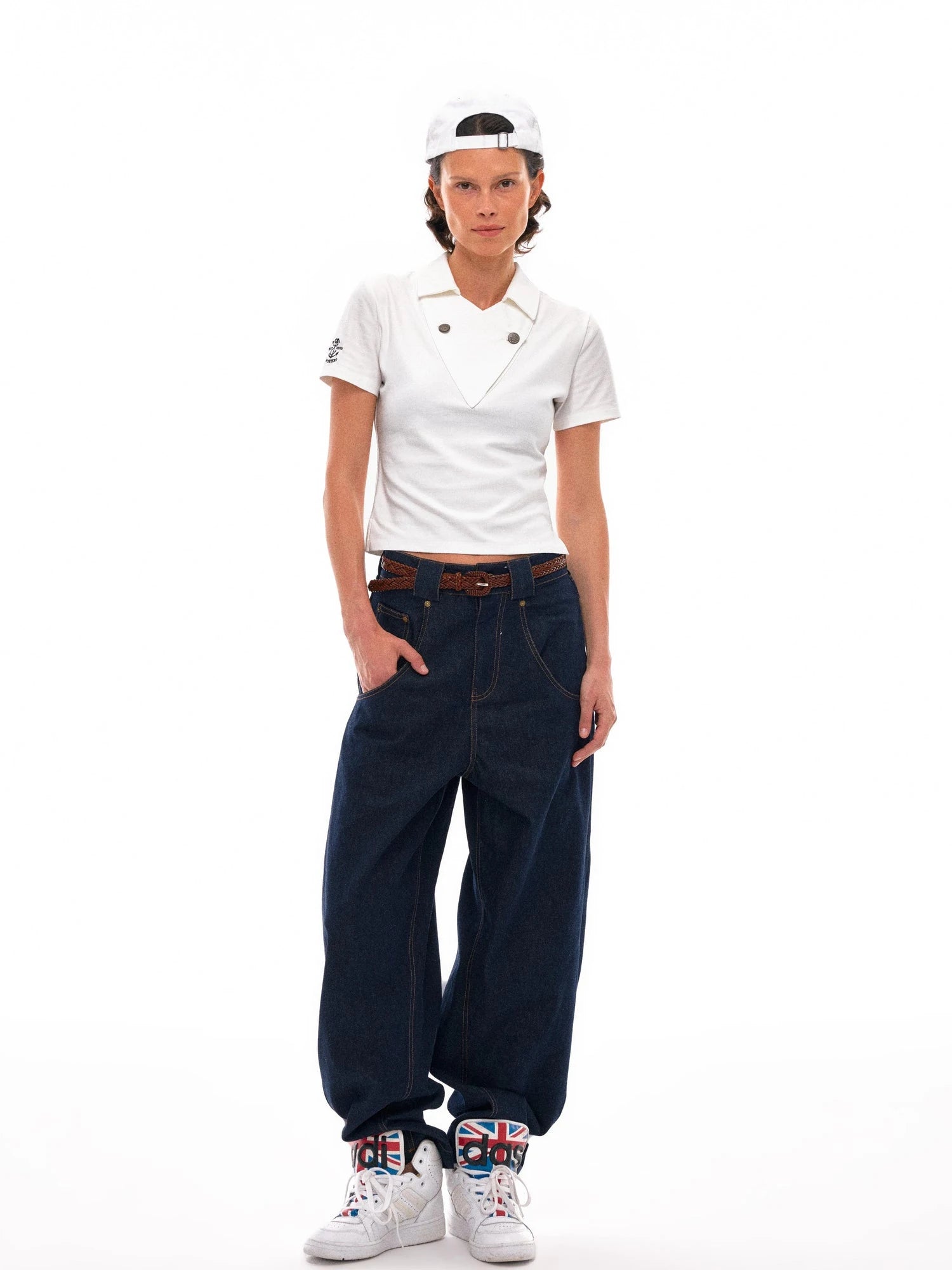 Cross V-Neck Waffle Texture Short Sleeve Polo
