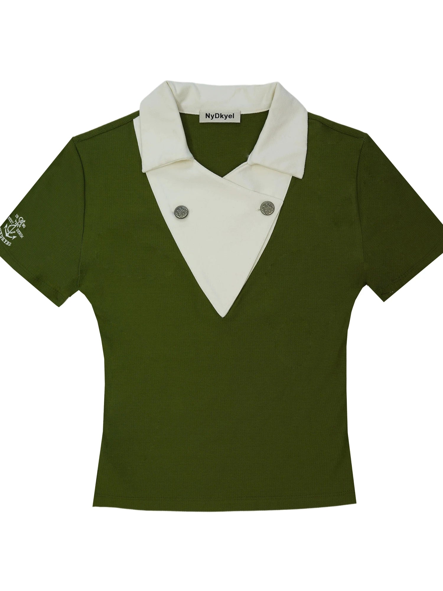 Cross V-Neck Waffle Texture Short Sleeve Polo