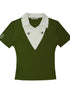 Cross V-Neck Waffle Texture Short Sleeve Polo