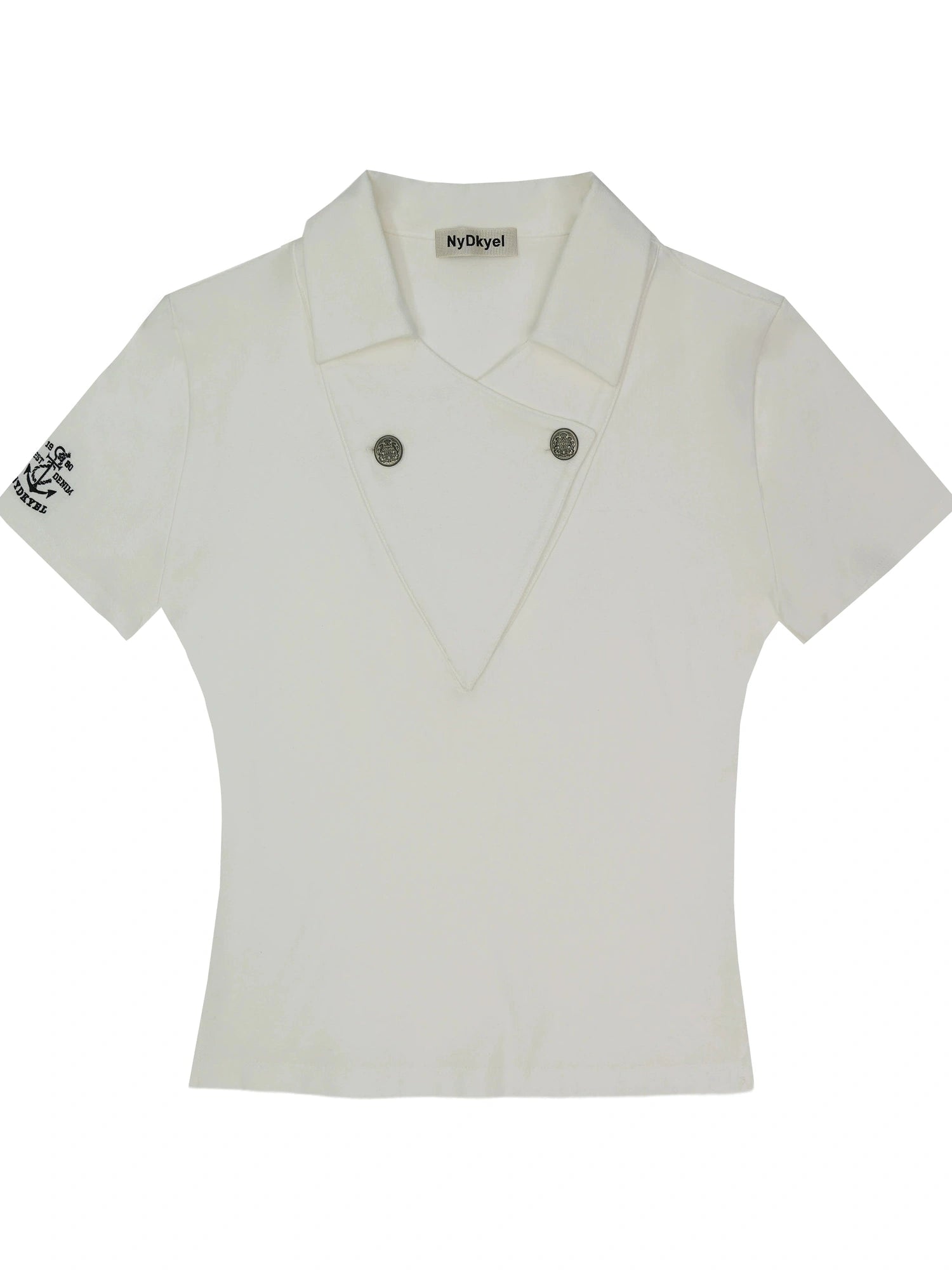 Cross V-Neck Waffle Texture Short Sleeve Polo