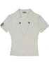 Cross V-Neck Waffle Texture Short Sleeve Polo