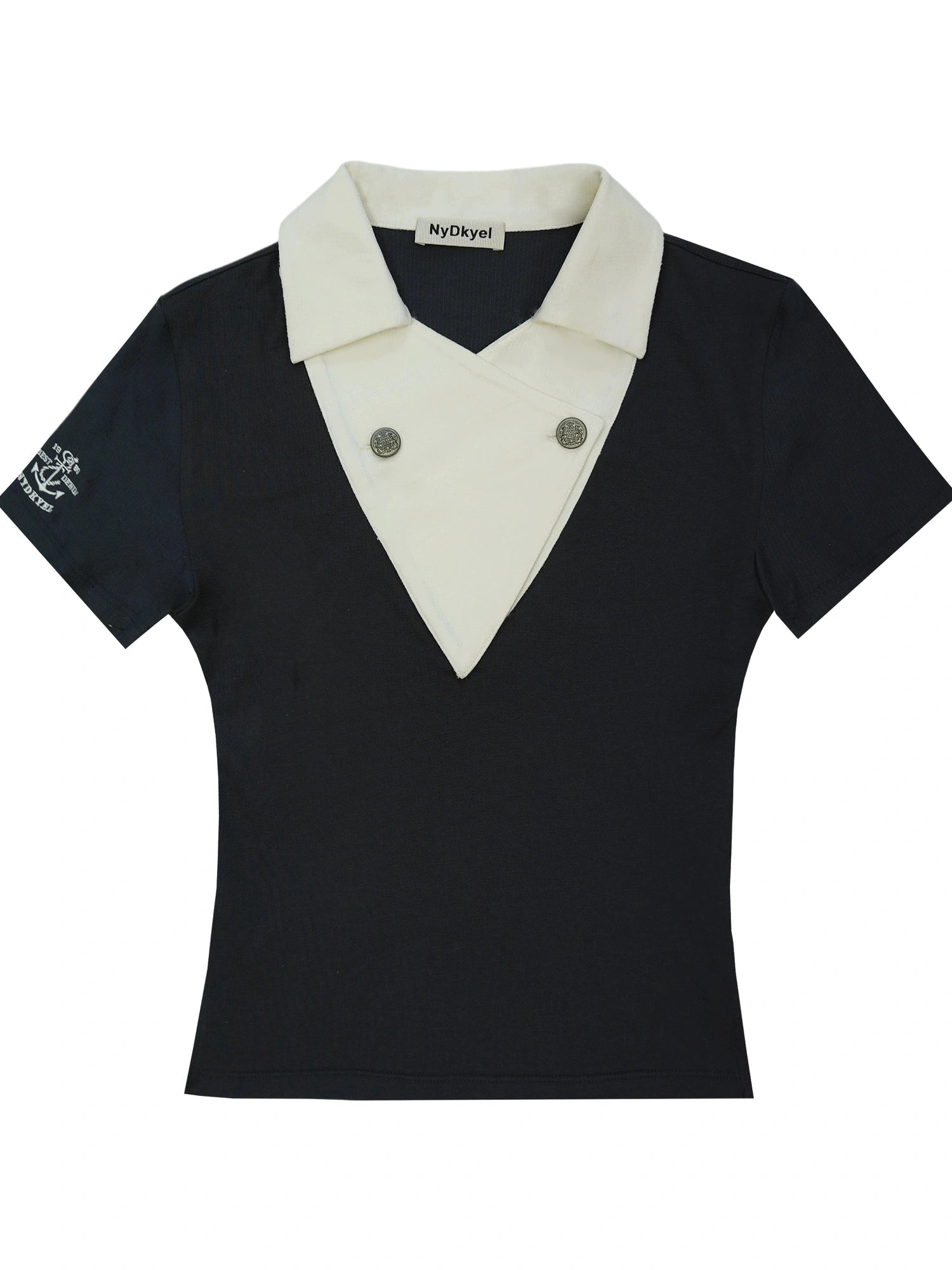 Cross V-Neck Waffle Texture Short Sleeve Polo