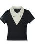 Cross V-Neck Waffle Texture Short Sleeve Polo