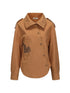 Deconstructed Placket Gypsy Shirt Adjustable Sleeves Linen Blend Embroidery