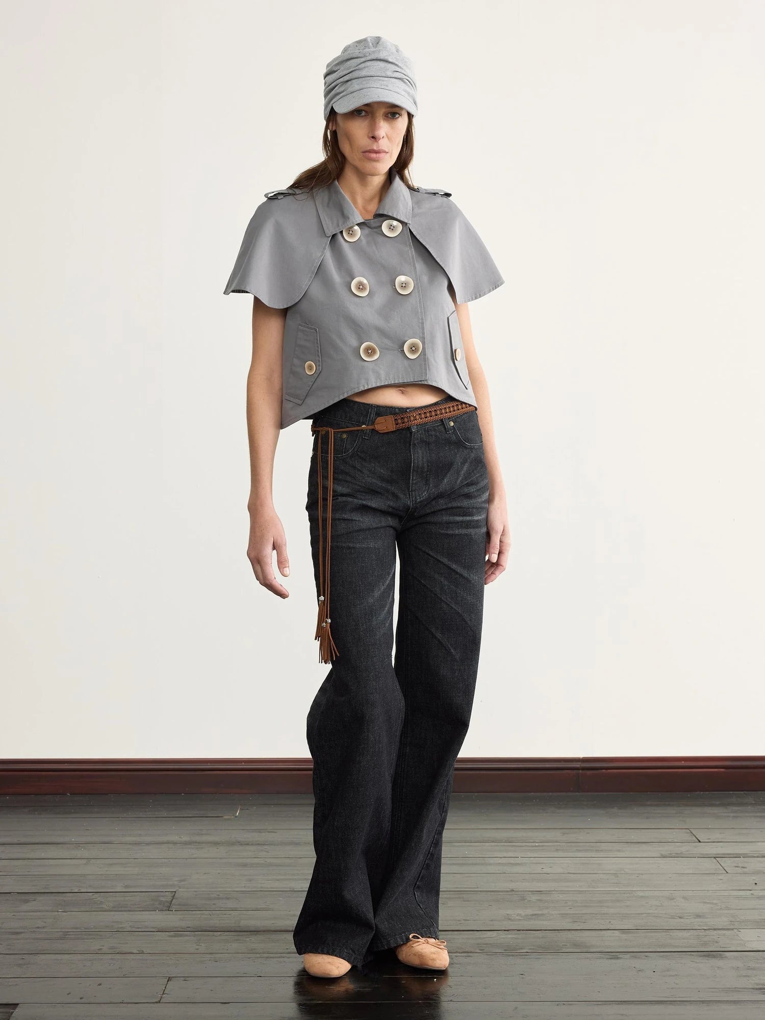 Detachable Cape Waistcoat Tencel Sleeveless Vest