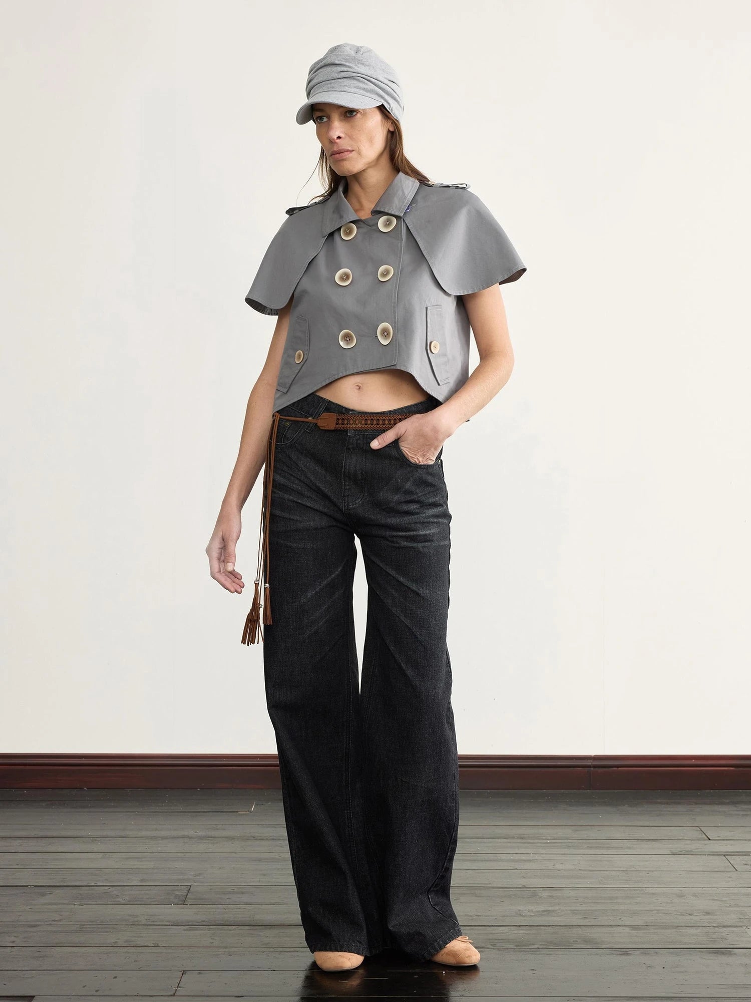 Detachable Cape Waistcoat Tencel Sleeveless Vest