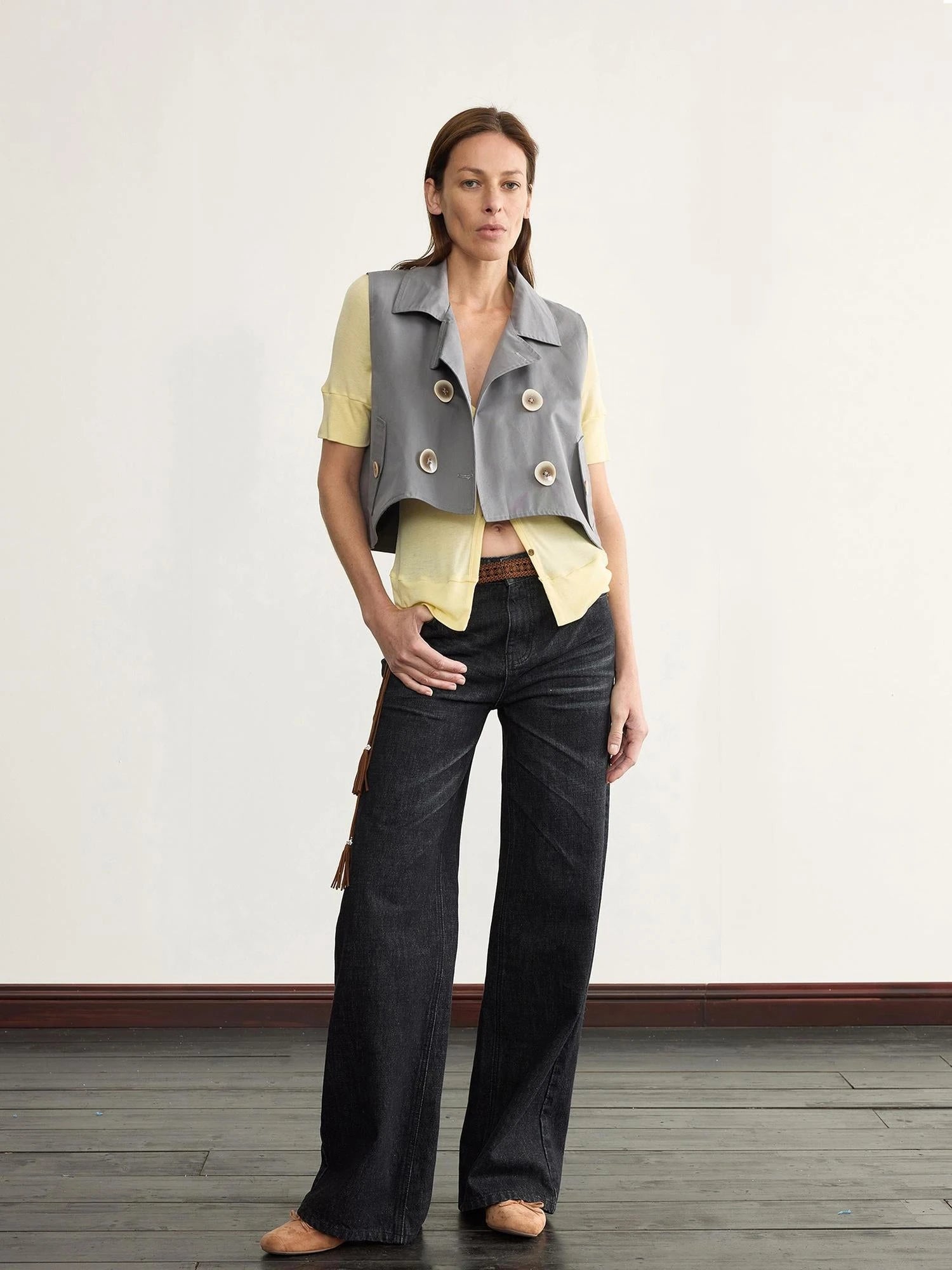 Detachable Cape Waistcoat Tencel Sleeveless Vest