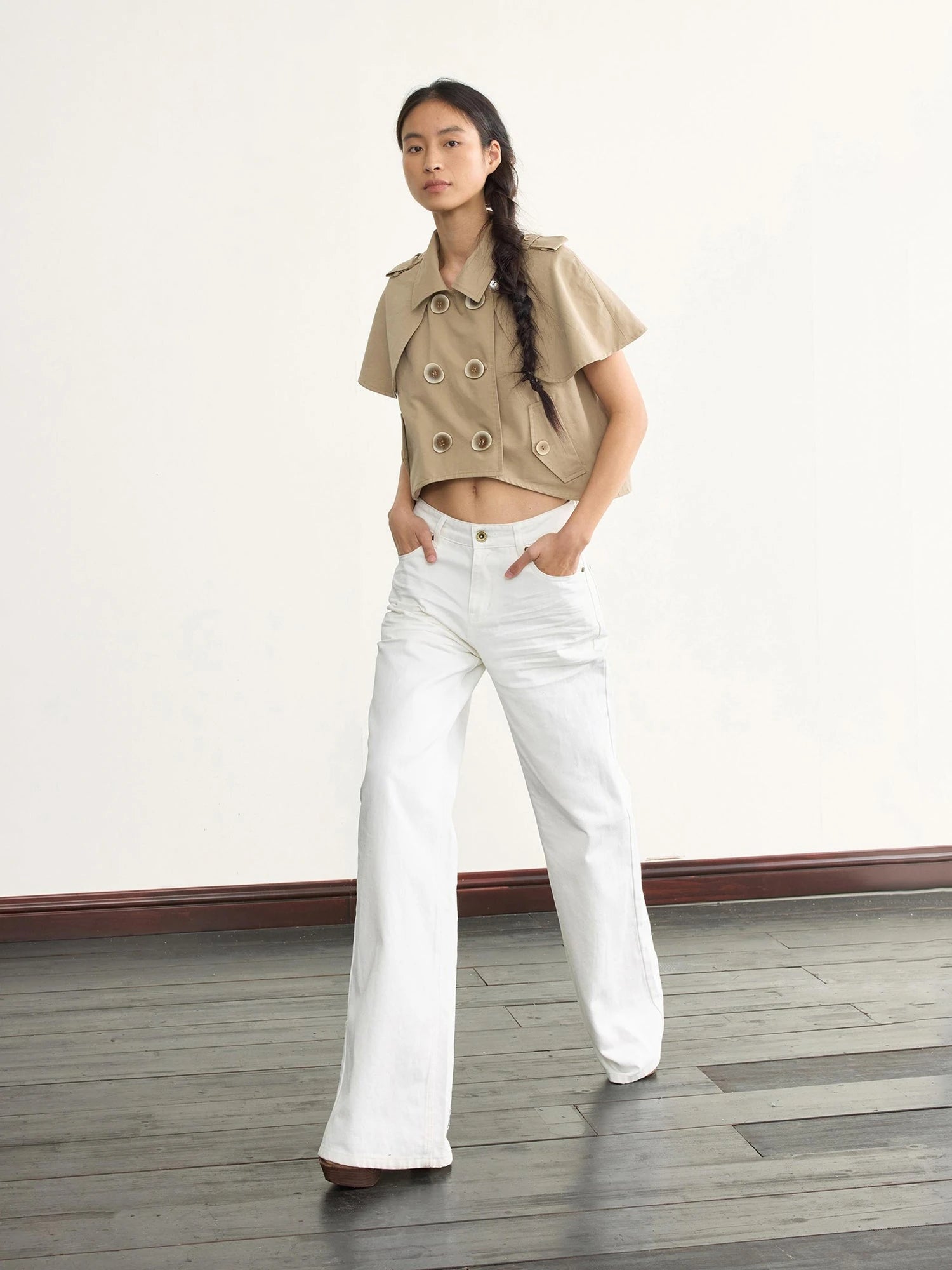 Detachable Cape Waistcoat Tencel Sleeveless Vest