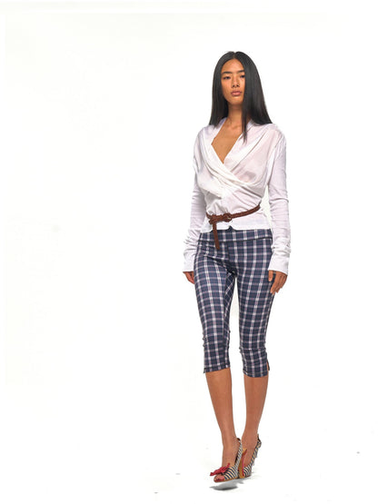 NyDkyel Draped V-neck Knit Splice Tie Women&