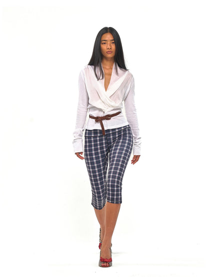 NyDkyel Draped V-neck Knit Splice Tie Women&