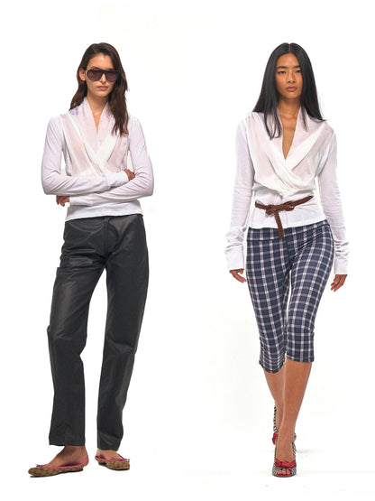 NyDkyel Draped V-neck Knit Splice Tie Women&