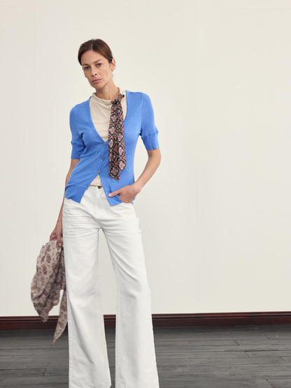 NyDkyel Elegant Casual White Textured Pleated Straight Jeans