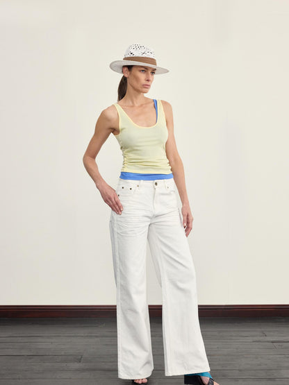 NyDkyel Elegant Casual White Textured Pleated Straight Jeans