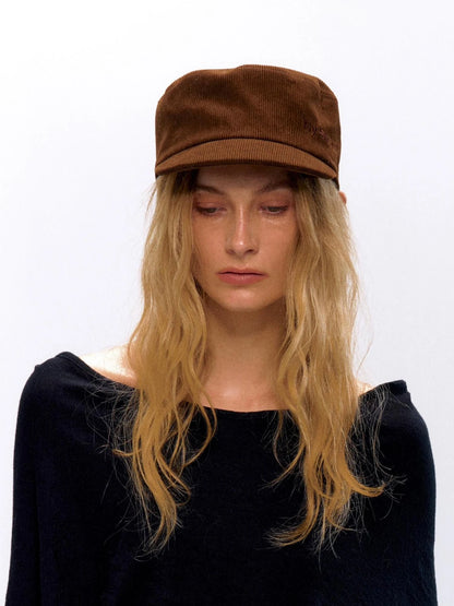 Embroidered Corduroy Retro Riding Cap