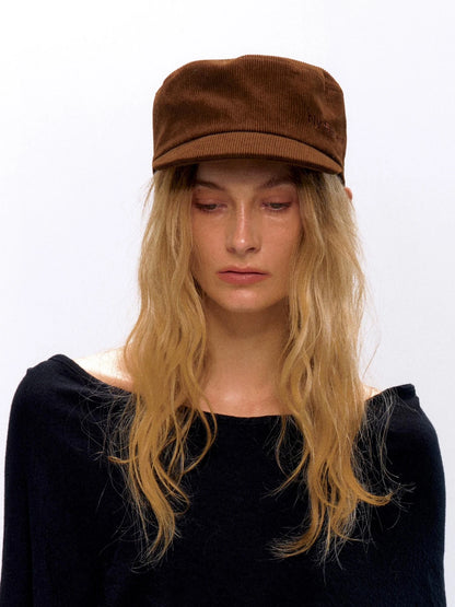 Embroidered Corduroy Retro Riding Cap