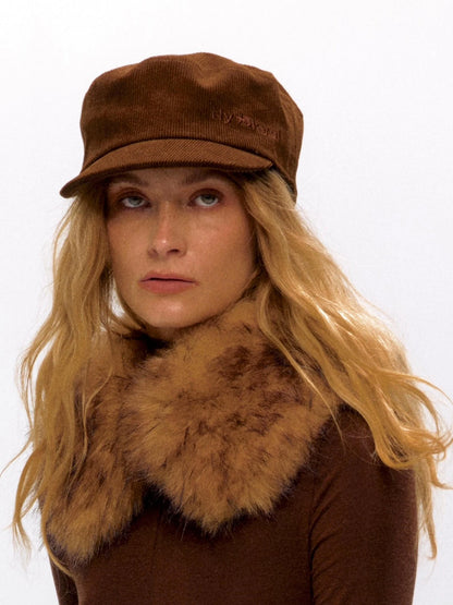 Embroidered Corduroy Retro Riding Cap