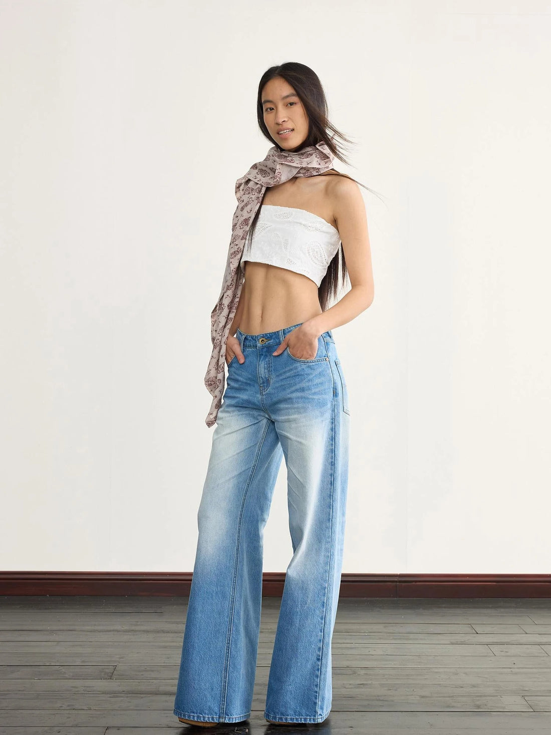 Embroidered Cutout White Cashew Flower Bustier