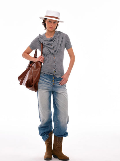 Fine Merino Wool Knit Cardigan With Convertible Collar