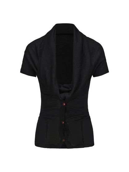 Fine Merino Wool Knit Cardigan With Convertible Collar