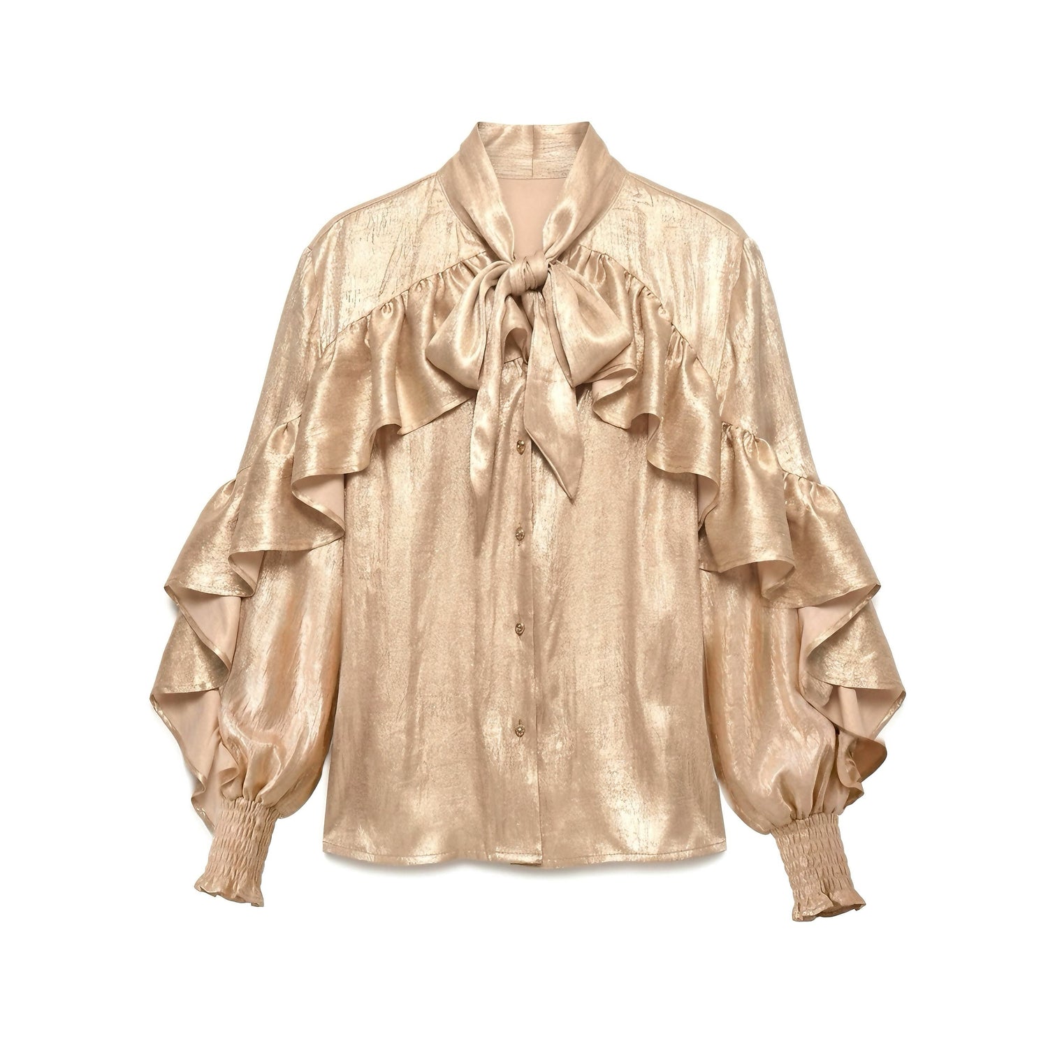 NyDkyel_Gold_Sheen_Regal_Ruffle_Tie_Neck_Lantern_Sleeve_Women&