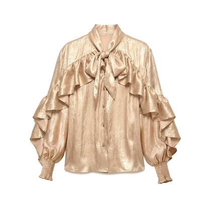 NyDkyel_Gold_Sheen_Regal_Ruffle_Tie_Neck_Lantern_Sleeve_Women&