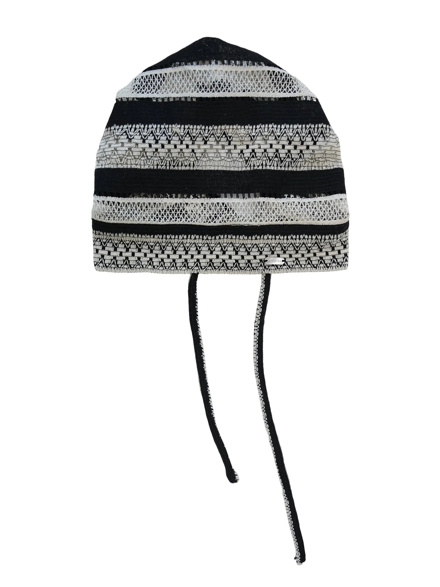 Gray Stripe Knit Jacquard Nepal Style Headscarf Cap