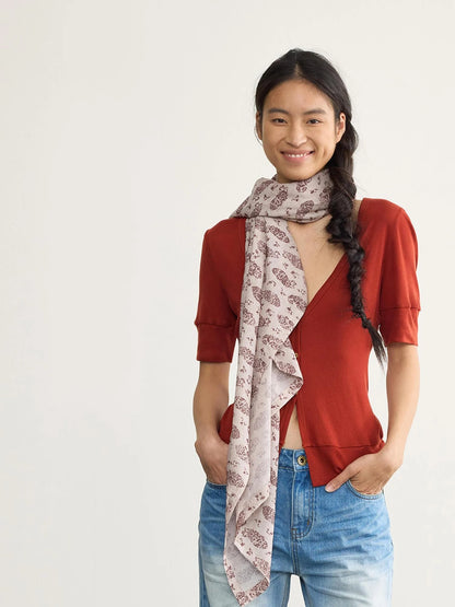 Gypsy Sand Scarf Wrap V-neck T-shirt Long Sleeve Blouse