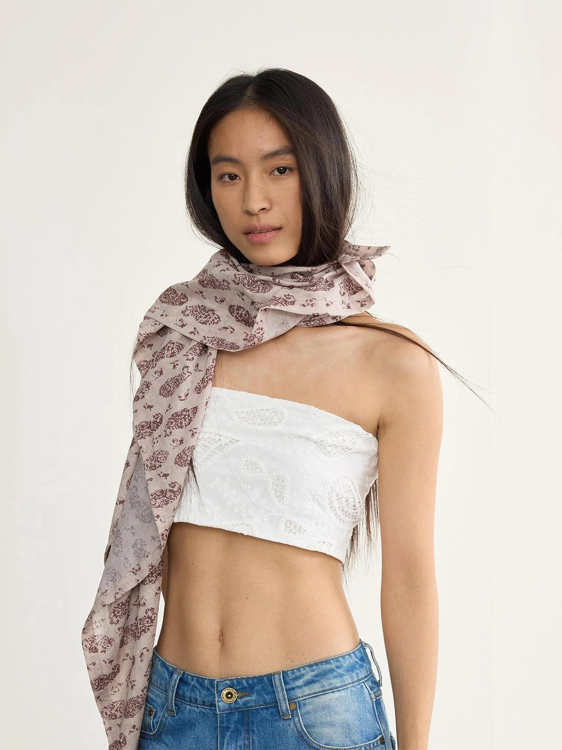 Gypsy Sand Scarf Wrap V-neck T-shirt Long Sleeve Blouse