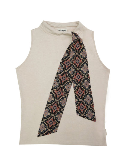 Gypsy Style Hemp Blend Linen Scarf Trim Vest Top