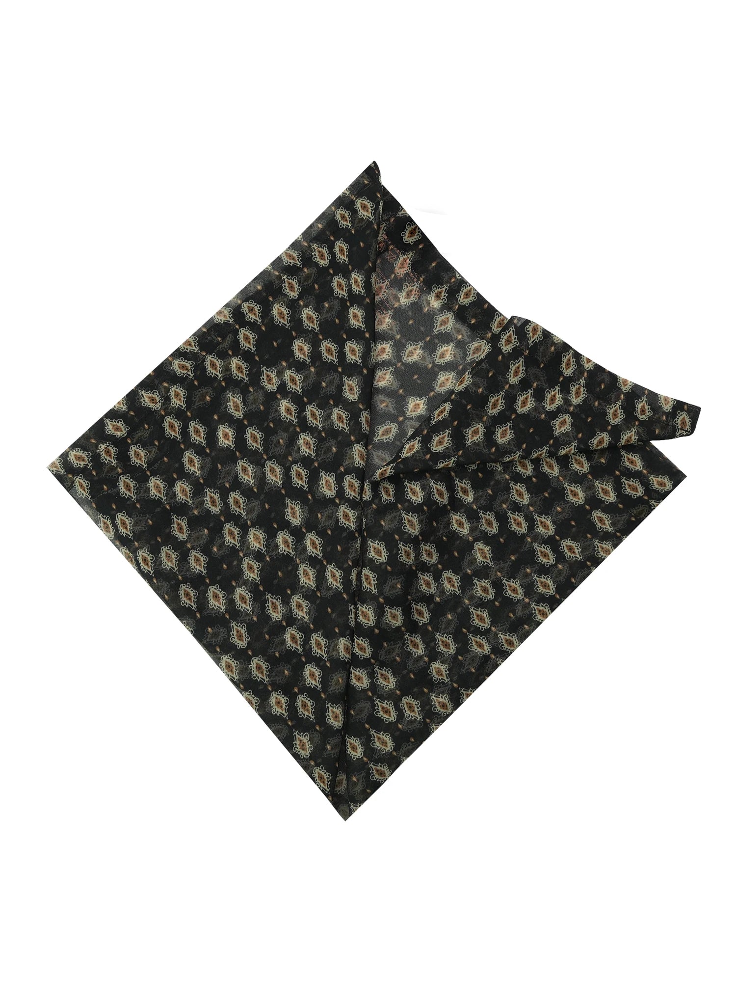 Gypsy Style Navy Blue Printed Short Silk Scarf