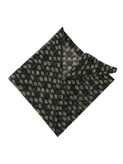 Gypsy Style Navy Blue Printed Short Silk Scarf