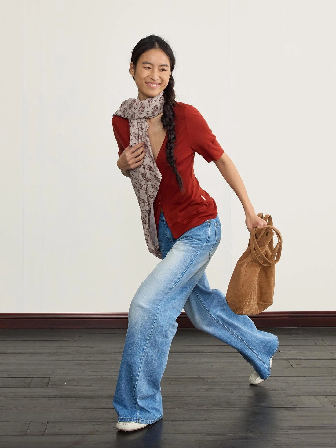 Ice Blue Washed Straight Jeans With Natural Faded Creases