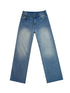 Ice Blue Washed Straight Jeans With Natural Faded Creases