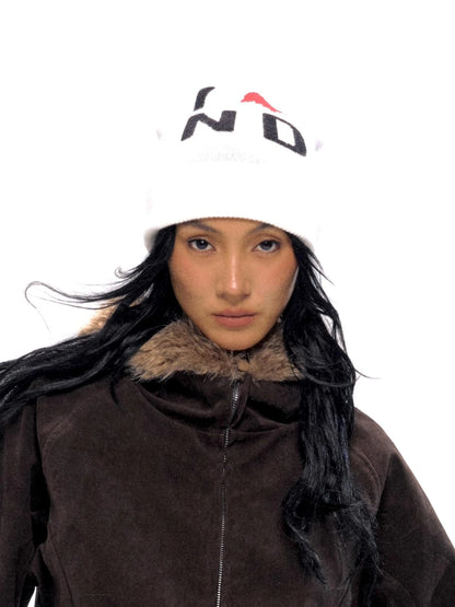 Knitted Beanie With Embroidered I Love ND Design