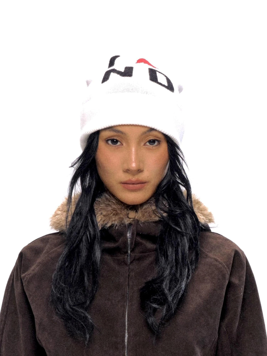 Knitted Beanie With Embroidered I Love ND Design