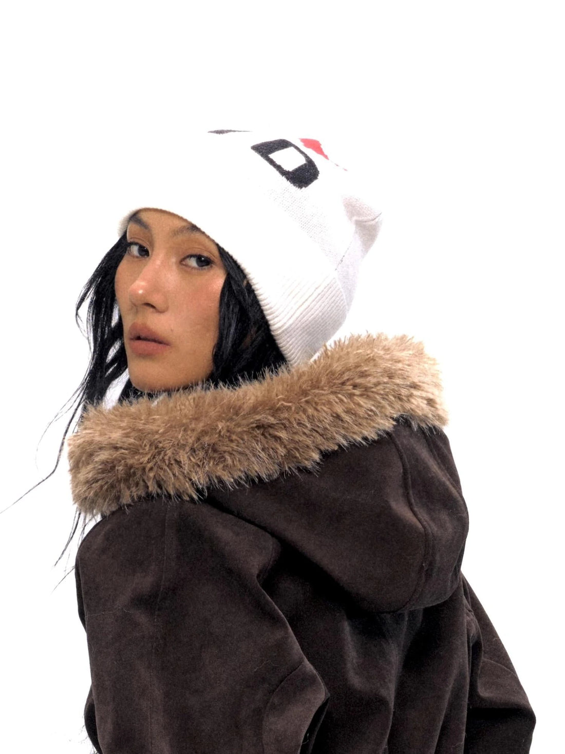 Knitted Beanie With Embroidered I Love ND Design